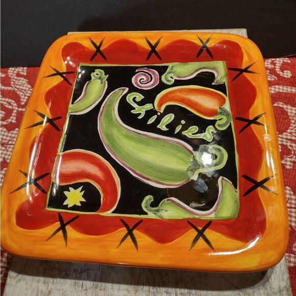 👍 8" Chilies Serving Plate. C4 - Picture 1 of 3